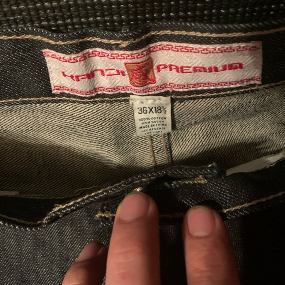 NWT handi premium embroidered shorts, indigo (dark blue) sz 36waist 18.5 length. - Picture 3 of 9